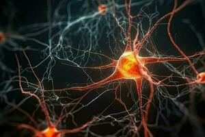 ai generado neuronas en el cerebro comunicado y transmitiendo señales, incluso cuando dañado por enfermedad foto