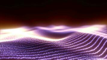 Abstract purple waves from glowing particles and lines futuristic hi-tech background video
