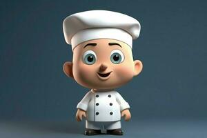 ai generado 3d dibujos animados linda cocinero niño. foto