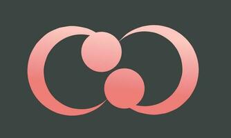 Letter c logo or pink bracelet logo. Isolated black background. vector