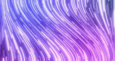 Abstract purple multi-colored glowing flying lines stripes of luminous dots and energy particles abstract disco background photo