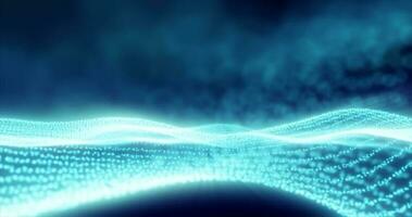 Abstract blue energy magic waves from glowing particles and lines futuristic hi-tech background photo