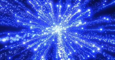 resumen azul energía fuegos artificiales partícula saludo mágico brillante brillante futurista de alta tecnología con difuminar efecto y bokeh antecedentes foto