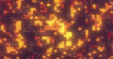 Abstract yellow orange energy squares glowing digital particles futuristic hi-tech background photo