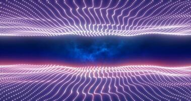Abstract purple energy waves from particles above and below the screen magical bright glowing futuristic hi-tech background photo