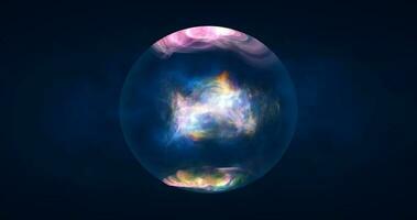 resumen pelota esfera planeta iridiscente energía transparente vaso magia con energía olas en el núcleo resumen antecedentes foto