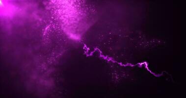 Abstract background of purple energy particles of energy magic waves flying from the wind with the effect of glow and blur bokeh photo