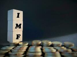 Financial and Economic Concept - IMF letters on wooden blocks. Stock photo. photo