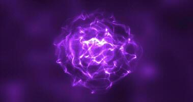 resumen púrpura energía redondo esfera brillante con partícula olas de alta tecnología digital magia resumen antecedentes foto