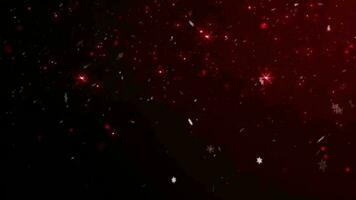 Red glowing christmas snowflakes particles background. video