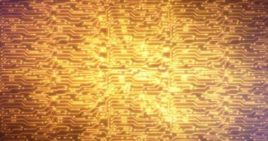 Abstract background of yellow gold computer circuit boards digital hi-tech futuristic of lines and dots photo