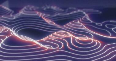 Abstract purple futuristic hi-tech landscape with mountains and canyons from glowing energy circles and magic lines background photo