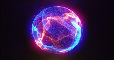 Abstract energy sphere with glowing bright particles energy scientific futuristic hi-tech background photo