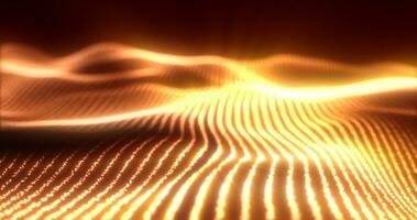 Abstract yellow energy magic waves from glowing particles and lines futuristic hi-tech background photo