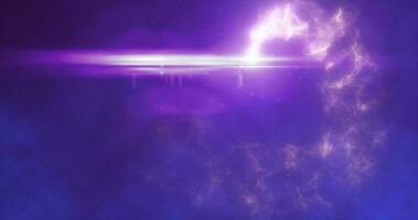 Abstract purple glowing energy magic particle comet flying along path line futuristic hi-tech background photo