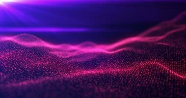 Abstract red energy waves from particles of futuristic hi-tech glowing background photo