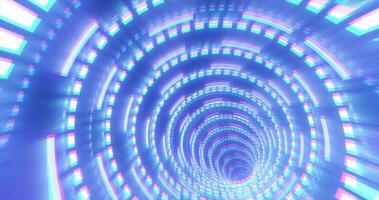 Abstract futuristic blue hi-tech tunnel from energy circles and magic lines background photo
