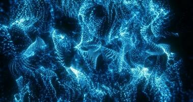 Abstract blue energy lines and particles magical bright glowing futuristic hi-tech background photo