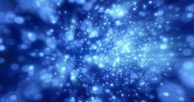 Blue energy particles blurred bokeh glowing bright abstract background photo