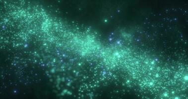 Abstract green energy magic round particles round with bokeh effect glowing background photo