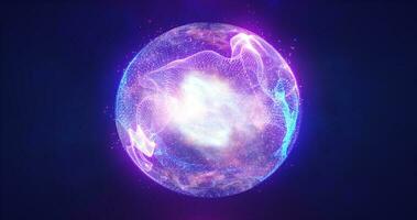 Abstract energy sphere with glowing bright particles energy scientific futuristic hi-tech background photo