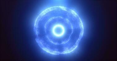 Abstract round blue particle sphere glowing energy science futuristic hi-tech background photo