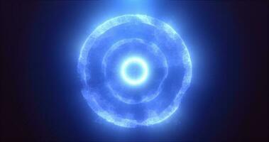 Abstract round blue particle sphere glowing energy science futuristic hi-tech background photo