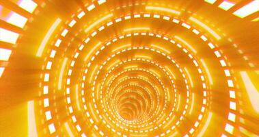 Abstract futuristic yellow hi-tech tunnel from energy circles and magic lines background photo