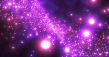 Abstract purple energy particles and waves magical bright glowing futuristic hi-tech with blur effect and bokeh background photo