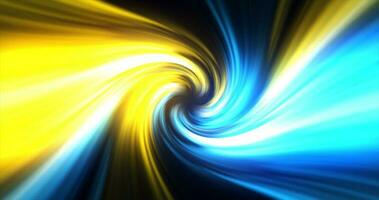 Abstract yellow blue swirl twisted abstract tunnel from lines background photo