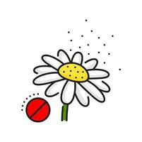 Flower pollen seasonal allergy color line icon vector