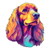 colorato inglese cocker spaniel cane, inglese cocker spaniel ritratto, cane etichetta clip arte, cane amante disegno, ai generato. png