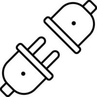 Black line art illustration of Connected plug icon. vector