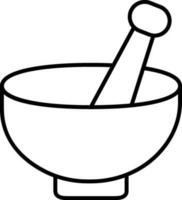 Mortar and pestle icon in line art. vector