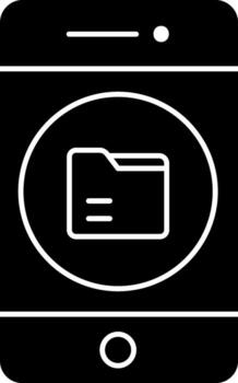 black and white Color File Folder In Smartphone Icon. vector