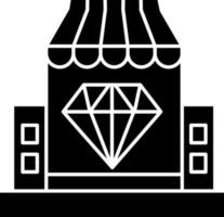 diamante o joyería tienda icono en negro y blanco color. vector