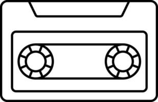 Cassette Icon In Black Line Art. vector