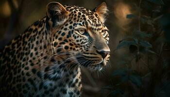 Majestic big cats staring, danger in sight generated by AI photo