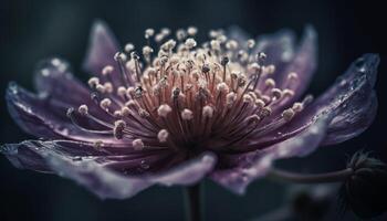 suave atención en púrpura flor cabeza polen crecimiento generado por ai foto