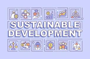 Sustainable development word concepts blue banner. Inclusive growth. Infographics with editable icons on color background. Isolated typography. Vector illustration with text