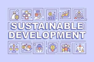 Sustainable development word concepts blue banner. Inclusive growth. Infographics with editable icons on color background. Isolated typography. Vector illustration with text