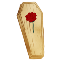 Halloween Coffin With Red Rose png