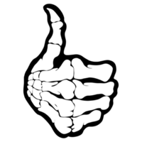 esqueleto mano con pulgar arriba gesto firmar png