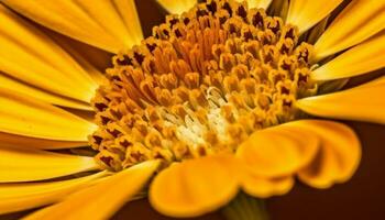 vibrante amarillo margarita florecer, un soltero flor en naturaleza belleza generado por ai foto