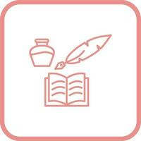 icono de vector de pluma y libro único