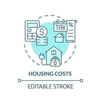 Housing costs turquoise concept icon. Mortgage payment. Property tax. Real estate. Household budget. Living expenses abstract idea thin line illustration. Isolated outline drawing. Editable stroke vector