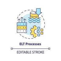 ELT processes concept icon. Extract, load and transform. Data lake architecture abstract idea thin line illustration. Isolated outline drawing. Editable stroke vector