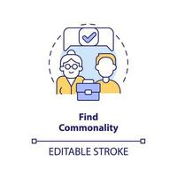 Find commonality concept icon. Tip for younger managers with older employees abstract idea thin line illustration. Isolated outline drawing. Editable stroke vector