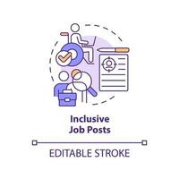 Inclusive job posts concept icon. Diversifying pipeline of candidate abstract idea thin line illustration. Isolated outline drawing. Editable stroke vector