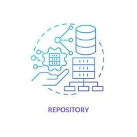 Repository blue gradient concept icon. Full database of code changes. Source control strategy abstract idea thin line illustration. Isolated outline drawing vector